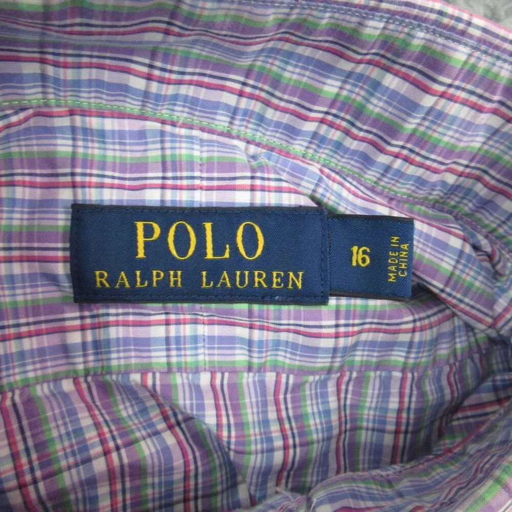 Polo Ralph Lauren Shirt Mens Large 16 Plaid Button Down Classic Dress Shirt